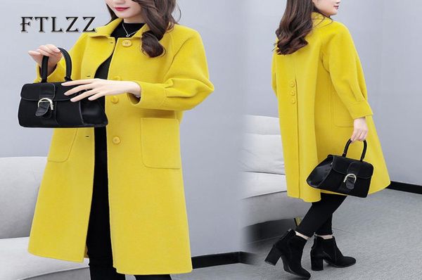 women wool coat new 2019 autumn winter slim korean style turn down collar medium long woolen coats ladies yellow outerwear1135399, Black
women wool coat new 2019 autumn winter slim korean style turn down collar medium long woolen coats ladies yellow outerwear1135399, Black