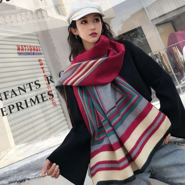 shawl womens autumn and winter scarf dual use double sided warmth thick imitation cashmere korean version of the, Blue;gray
shawl womens autumn and winter scarf dual use double sided warmth thick imitation cashmere korean version of the, Blue;gray