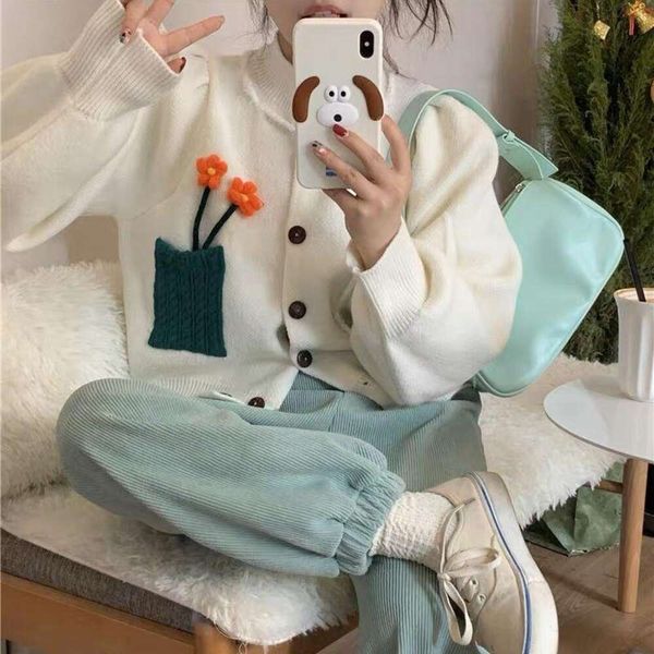 autumn sweet japanese handmade fresh loose sweater for women western style youthful looking lazy coat, White;black
autumn sweet japanese handmade fresh loose sweater for women western style youthful looking lazy coat, White;black