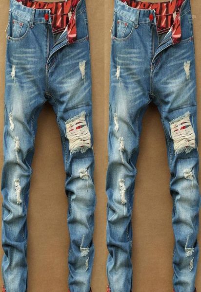 2018 autumn new retro hole jeans men anklelength pants cotton denim trouser male plus size g3p214284615, Blue
2018 autumn new retro hole jeans men anklelength pants cotton denim trouser male plus size g3p214284615, Blue