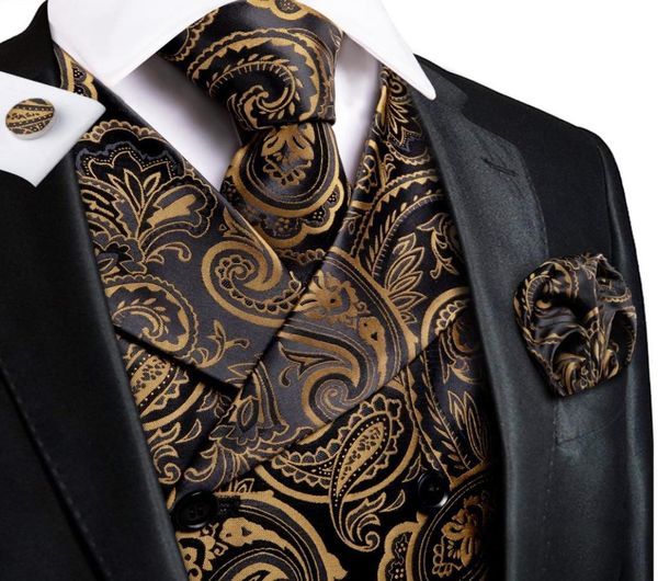 hitie gold black paisley floral silk men slim waistcoat necktie set for suit dress wedding 4pcs vest hanky cufflink7354515, White;black
hitie gold black paisley floral silk men slim waistcoat necktie set for suit dress wedding 4pcs vest hanky cufflink7354515, White;black