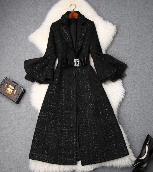 european and american women039s 2019 winter clothing new nine points sleeve the horn sleeve bowknot tweed coats3984753, Black
european and american women039s 2019 winter clothing new nine points sleeve the horn sleeve bowknot tweed coats3984753, Black