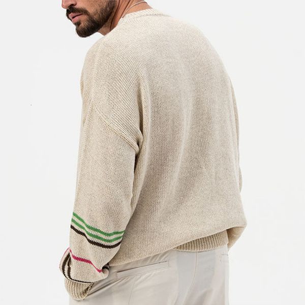 men's sweaters streetwear fashion oversize loose long sleeve striped jacquard knit men casual jumper knitting sweater 230831, White;black
men's sweaters streetwear fashion oversize loose long sleeve striped jacquard knit men casual jumper knitting sweater 230831, White;black