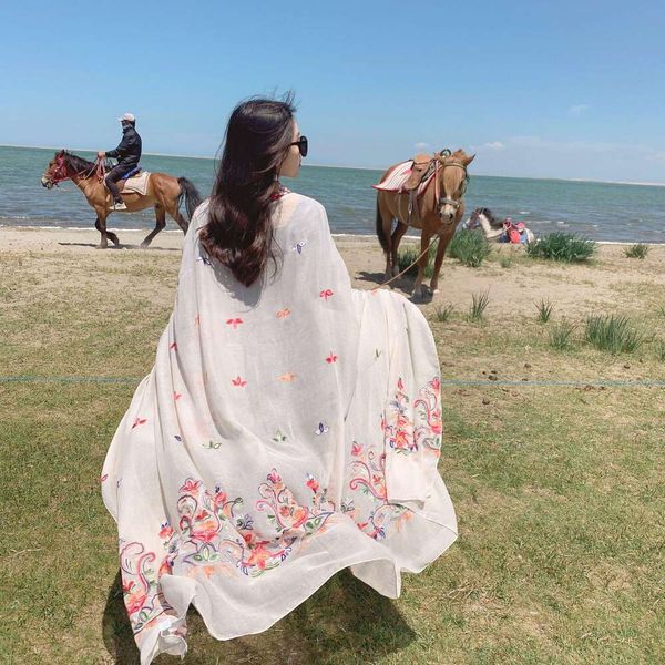 style oversized shawl cotton and scarves linen embroidery sunblock qinghai tibet travel p ethnic print scarf, Blue;gray
style oversized shawl cotton and scarves linen embroidery sunblock qinghai tibet travel p ethnic print scarf, Blue;gray