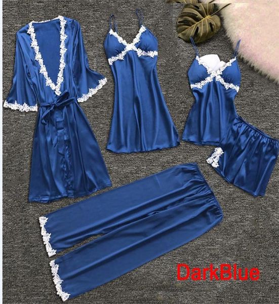 5 piece pajamas women midsummer sleeve bride morning gown large size home gown nightgown bathrobe6853405, Black;red
5 piece pajamas women midsummer sleeve bride morning gown large size home gown nightgown bathrobe6853405, Black;red