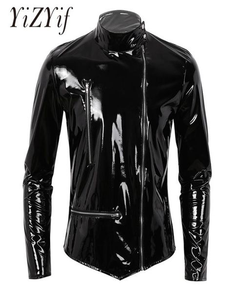 mens jacket coat wet look patent leather coat stand collar long sleeves front zippered motorcycle jacket biker coat punk jackets t1246791, Black;brown
mens jacket coat wet look patent leather coat stand collar long sleeves front zippered motorcycle jacket biker coat punk jackets t1246791, Black;brown