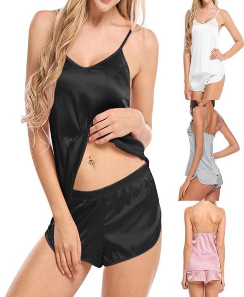 2020 women strapless bodysuit simulation silk thin pajamas set vneck camisole sleeveless shorts sleeping wear backless1759217, Black;white
2020 women strapless bodysuit simulation silk thin pajamas set vneck camisole sleeveless shorts sleeping wear backless1759217, Black;white