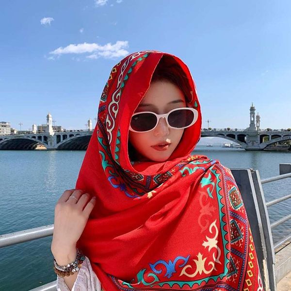 national style scarf flexible dual purpose beach sunblock red womens desert travel, Blue;gray
national style scarf flexible dual purpose beach sunblock red womens desert travel, Blue;gray