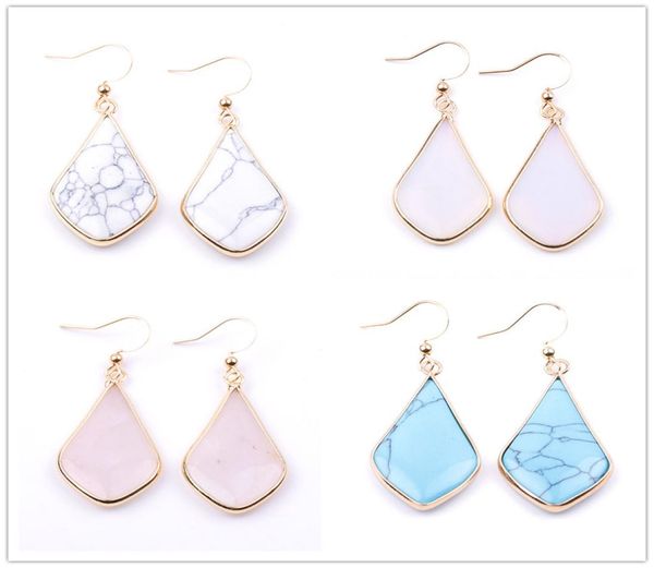 rhombus natural stone green white kallaite marble turquoise earrings gold color metal opal rose quartz dangle earrings for women j8699418, Silver
rhombus natural stone green white kallaite marble turquoise earrings gold color metal opal rose quartz dangle earrings for women j8699418, Silver