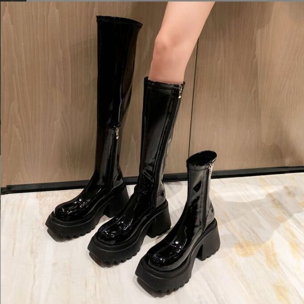 punk style woman knee-high boots zipper fashion patent leather long booties autumn winter high heel ladies shoes for girls shoes 35-40, Black
punk style woman knee-high boots zipper fashion patent leather long booties autumn winter high heel ladies shoes for girls shoes 35-40, Black