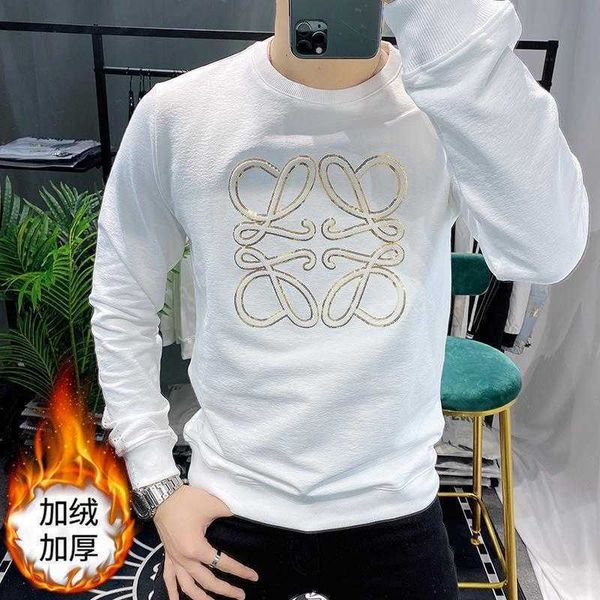 w1081 winter new plush thickened sweater personalized embroidery long sleeve warm keeping trend slim fit men's top, White;black
w1081 winter new plush thickened sweater personalized embroidery long sleeve warm keeping trend slim fit men's top, White;black