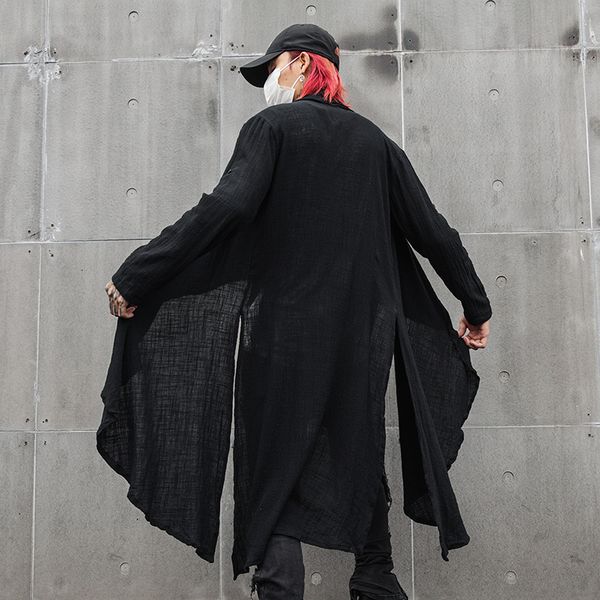 men's trench coats men side split cotton linen long trench coat cardigan street punk hip hop jacket japan nightclub dj gothic vintage s, Tan;black
men's trench coats men side split cotton linen long trench coat cardigan street punk hip hop jacket japan nightclub dj gothic vintage s, Tan;black