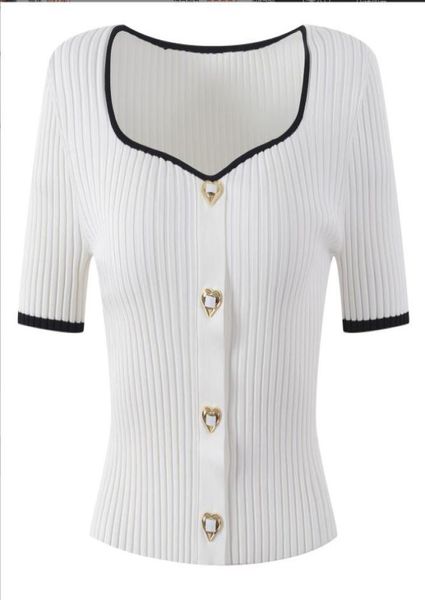 220 2022 milan runway spring summer brand same style sweater short sleeve v neck cardigan striped womens yl7191331, White;black
220 2022 milan runway spring summer brand same style sweater short sleeve v neck cardigan striped womens yl7191331, White;black
