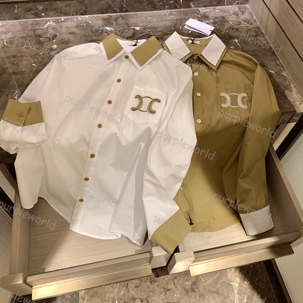 designer blouse ladies loose shirt collar color contrast design letter embroidery fashion classic casual long sleeve top, White
designer blouse ladies loose shirt collar color contrast design letter embroidery fashion classic casual long sleeve top, White