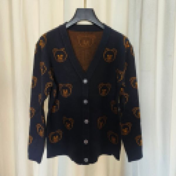 2023 apricot/black bear print women's cardigan brand same style women's sweaters dh043, White;black
2023 apricot/black bear print women's cardigan brand same style women's sweaters dh043, White;black