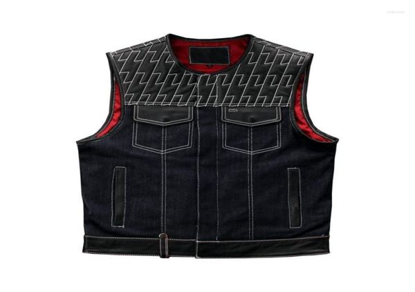 men039s vests soa men39s leather and denim motorcycle biker vest genuine cowhide sleeveless jackets embroidery punk rock wai9788911, Black;white
men039s vests soa men39s leather and denim motorcycle biker vest genuine cowhide sleeveless jackets embroidery punk rock wai9788911, Black;white