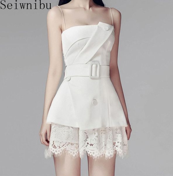 2020 summer new spaghetti strap bandeau sashes buckles lady button two-piece set lace shorts suit for women 5289167, White
2020 summer new spaghetti strap bandeau sashes buckles lady button two-piece set lace shorts suit for women 5289167, White