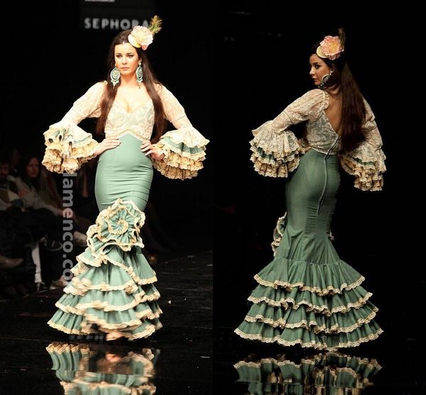 champagne green moda flamenca prom dresses fairy long sleeve lace stain ruffles skirt mermaid spain evening gown outfit, Black;red
champagne green moda flamenca prom dresses fairy long sleeve lace stain ruffles skirt mermaid spain evening gown outfit, Black;red
