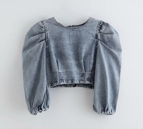 women vintage puff sleeve pleats denim casual short blouses ladies o neck back zipper chic shirt autumn jeans blusas ls4500 v5202545, White
women vintage puff sleeve pleats denim casual short blouses ladies o neck back zipper chic shirt autumn jeans blusas ls4500 v5202545, White