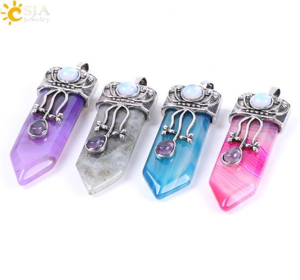 csja big natural gem stone sword pendants hexagonal pendulums labradorite rose quartz lapis lazuli black obsidian tiger eye jewelr9187927, Silver
csja big natural gem stone sword pendants hexagonal pendulums labradorite rose quartz lapis lazuli black obsidian tiger eye jewelr9187927, Silver