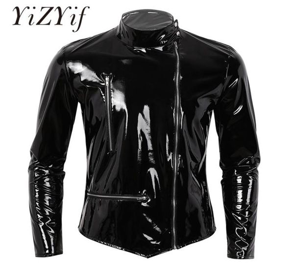 mens jacket coat wet look patent leather coat stand collar long sleeves front zippered motorcycle jacket biker coat punk jackets t5271152, Black;brown
mens jacket coat wet look patent leather coat stand collar long sleeves front zippered motorcycle jacket biker coat punk jackets t5271152, Black;brown