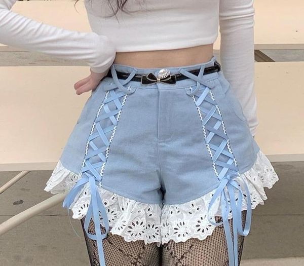 women039s shorts korean fashion women girls denim gothic kawaii lolita high waist cute lace up casual pink white black jeans1941349
women039s shorts korean fashion women girls denim gothic kawaii lolita high waist cute lace up casual pink white black jeans1941349