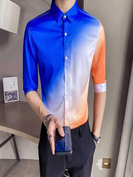 summer half sleeve shirts men gradient printed slim fit casual shirt male business formal dress shirts social party blouse 2105277138017, White;black
summer half sleeve shirts men gradient printed slim fit casual shirt male business formal dress shirts social party blouse 2105277138017, White;black