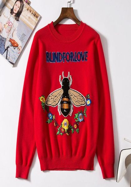 women designer sweater embroidered knitwear red pullover long sleeve sweater female women sweater3818065, White;black
women designer sweater embroidered knitwear red pullover long sleeve sweater female women sweater3818065, White;black