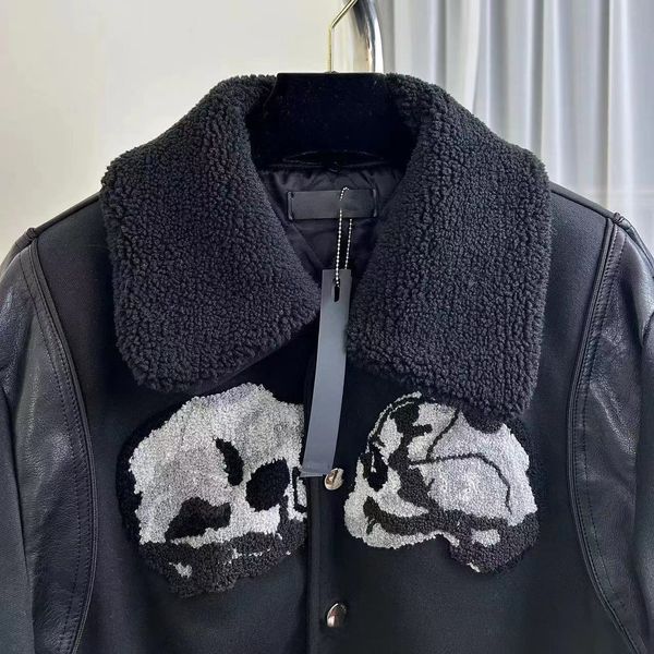 men's jackets fashion brand bone embroidery thick jacket men streetwear warm wool blend women patchwork baseball social club winter 230, Black;brown
men's jackets fashion brand bone embroidery thick jacket men streetwear warm wool blend women patchwork baseball social club winter 230, Black;brown