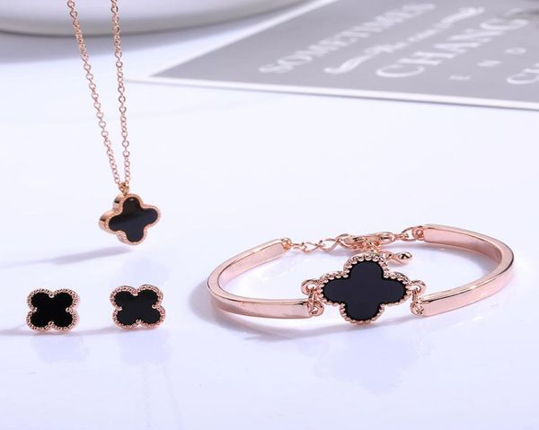 new fashion noble 18k rose gold plated clovers earrings necklace bracelet engagement bride wedding jewelry set nice gift whole3919091, Black
new fashion noble 18k rose gold plated clovers earrings necklace bracelet engagement bride wedding jewelry set nice gift whole3919091, Black
