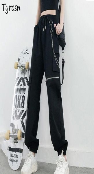 women's pants & capris ps size s-4xl casual women design zipper chain streetwear hip hop drawstring tie feet cargo pant students safari, Black;white
women's pants & capris ps size s-4xl casual women design zipper chain streetwear hip hop drawstring tie feet cargo pant students safari, Black;white