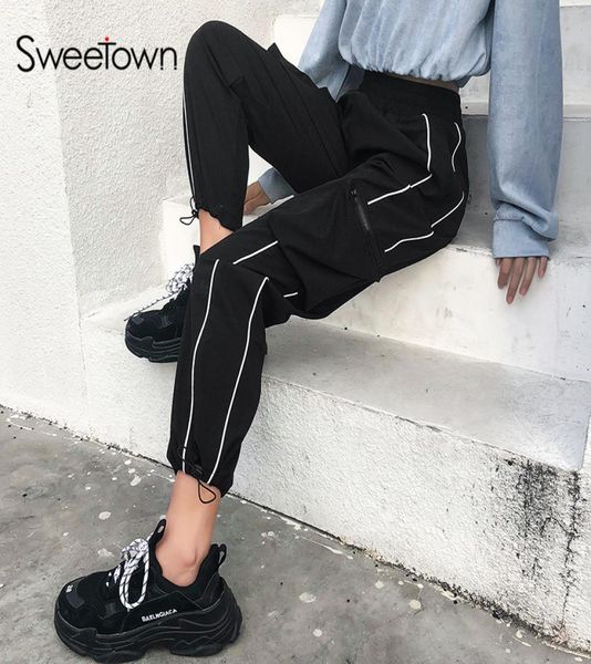 sweetown casual black trousers women 2018 side striped jogger sweatpants pockets patchwork hip hop high waist pants streetwear y195308791, Black;white
sweetown casual black trousers women 2018 side striped jogger sweatpants pockets patchwork hip hop high waist pants streetwear y195308791, Black;white