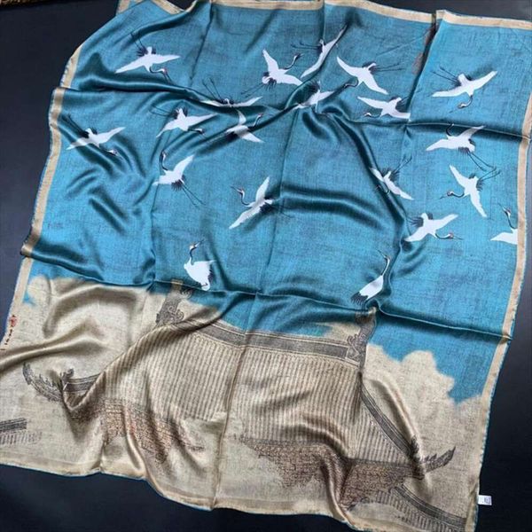 auspicious crane painting song huizong wrap blue china style pure silk satian big square scarf mulberry woman, Blue;gray
auspicious crane painting song huizong wrap blue china style pure silk satian big square scarf mulberry woman, Blue;gray