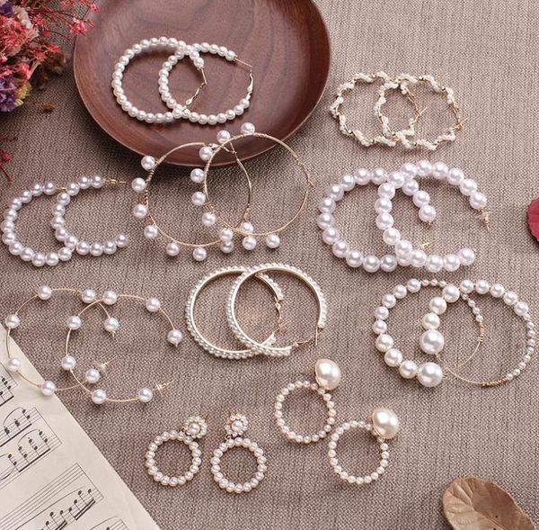 fashion bohemian round white pearl hoop earrings korean gold large circle geometric earrings jewelry wedding party gifts4682489, Silver
fashion bohemian round white pearl hoop earrings korean gold large circle geometric earrings jewelry wedding party gifts4682489, Silver