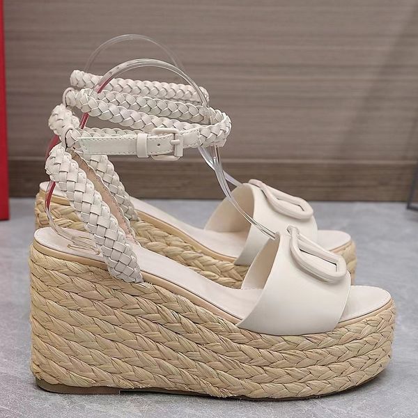 designer sandals fashion wedge heel women thick sole shoes lafite decorative woven genuine leather ankle strap party shoes brand shoes, Black
designer sandals fashion wedge heel women thick sole shoes lafite decorative woven genuine leather ankle strap party shoes brand shoes, Black