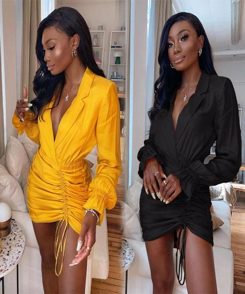 celmia elegant suit collar dresses women stylish drawstring pleated mini dress summer bodycon long sleeve vestidos8890379, Black;gray
celmia elegant suit collar dresses women stylish drawstring pleated mini dress summer bodycon long sleeve vestidos8890379, Black;gray