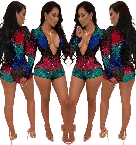 women v neck rhinestone jumpsuits long sleeve short bodycon club party rompers3040711, Black;white
women v neck rhinestone jumpsuits long sleeve short bodycon club party rompers3040711, Black;white
