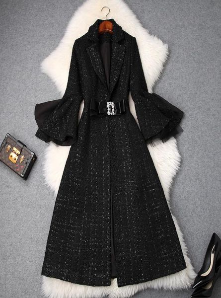 european and american women039s 2019 winter clothing new nine points sleeve the horn sleeve bowknot tweed coats1716943, Black
european and american women039s 2019 winter clothing new nine points sleeve the horn sleeve bowknot tweed coats1716943, Black
