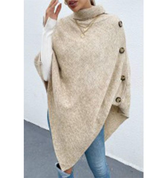 autumn and winter sweater solid color high neck -border women asymmetrical hem decorative button cloak7377212, White;black
autumn and winter sweater solid color high neck -border women asymmetrical hem decorative button cloak7377212, White;black