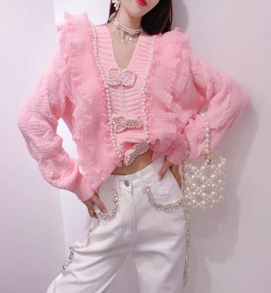 women sweater fashion patchwork lace ruffles knit cardigan korean beading pink 2022 autumn woman swaters pullover8829689, White;black
women sweater fashion patchwork lace ruffles knit cardigan korean beading pink 2022 autumn woman swaters pullover8829689, White;black