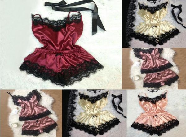 woman sleepwear spaghetti strap silk two piece nightwear chemise femme cami short lace pajamas set7953542, Black;red
woman sleepwear spaghetti strap silk two piece nightwear chemise femme cami short lace pajamas set7953542, Black;red