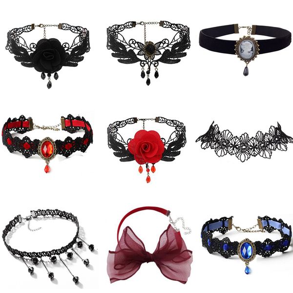 pendant necklaces harajuku crystal statement necklace collar black lace chokers flower for women girl boho charms chian jewelry 230831, Silver
pendant necklaces harajuku crystal statement necklace collar black lace chokers flower for women girl boho charms chian jewelry 230831, Silver