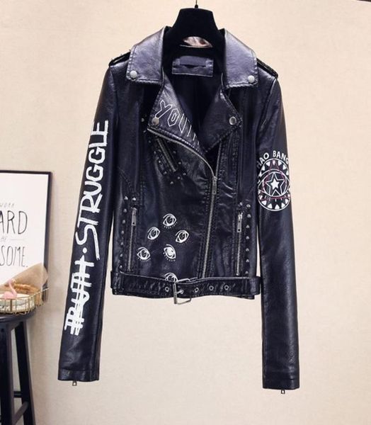 punk women pu leather jacket gothic printed winter zipper long sleeve rivet female casual overcoats streetwear motorcycle coat6522285, Black
punk women pu leather jacket gothic printed winter zipper long sleeve rivet female casual overcoats streetwear motorcycle coat6522285, Black