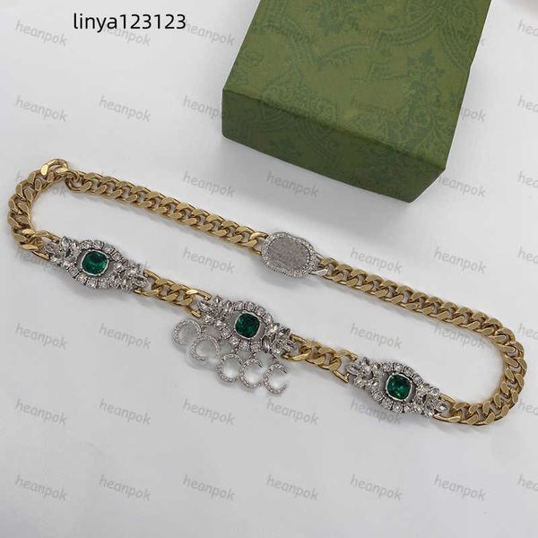 

vintage emerald designer necklaces cuban choker crystal necklace collares punk g chunky thick link chain for men women jewelry, Silver