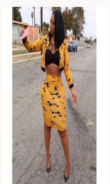 2019 spring women print sets yellow long sleeve midi skirts set front zipper crop two piece set9927321, White
2019 spring women print sets yellow long sleeve midi skirts set front zipper crop two piece set9927321, White