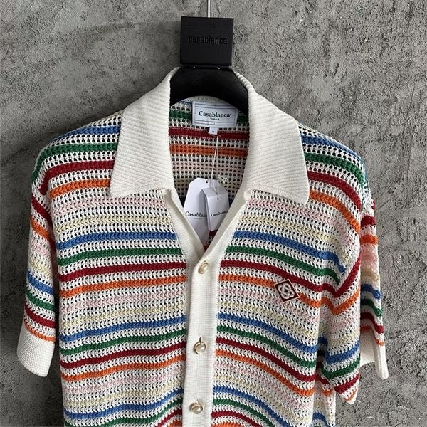 men's sweaters oversized casablanca jacquard men women 1 quality rainbow stripes knitted cardigan sweatercoat 230831, White;black
men's sweaters oversized casablanca jacquard men women 1 quality rainbow stripes knitted cardigan sweatercoat 230831, White;black