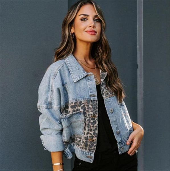 womens leopard splicing denim jackets fashion trend long sleeve cardigan button jean coats designer female winter casual slim oute3033720, Black;brown
womens leopard splicing denim jackets fashion trend long sleeve cardigan button jean coats designer female winter casual slim oute3033720, Black;brown