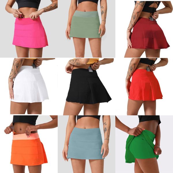 

Lu Women Sports Yoga Skirts Workout Shorts Zipper Pleated Tennis Golf Skirt Anti Exposure Fitness Short Skirt with Pocket, #4