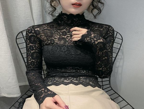 2021 autumn and winter thin shirt half high collar lace stretch women versatile slim body hollowout lettered bottom shirts3385716, White
2021 autumn and winter thin shirt half high collar lace stretch women versatile slim body hollowout lettered bottom shirts3385716, White