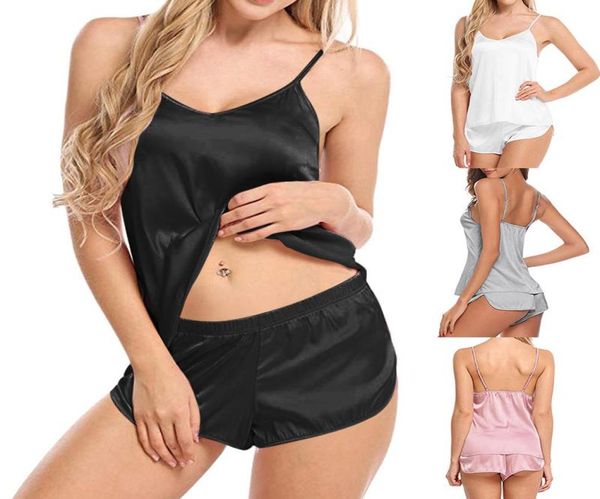 2020 women strapless bodysuit simulation silk thin pajamas set vneck camisole sleeveless shorts sleeping wear backless9818941, Black;white
2020 women strapless bodysuit simulation silk thin pajamas set vneck camisole sleeveless shorts sleeping wear backless9818941, Black;white